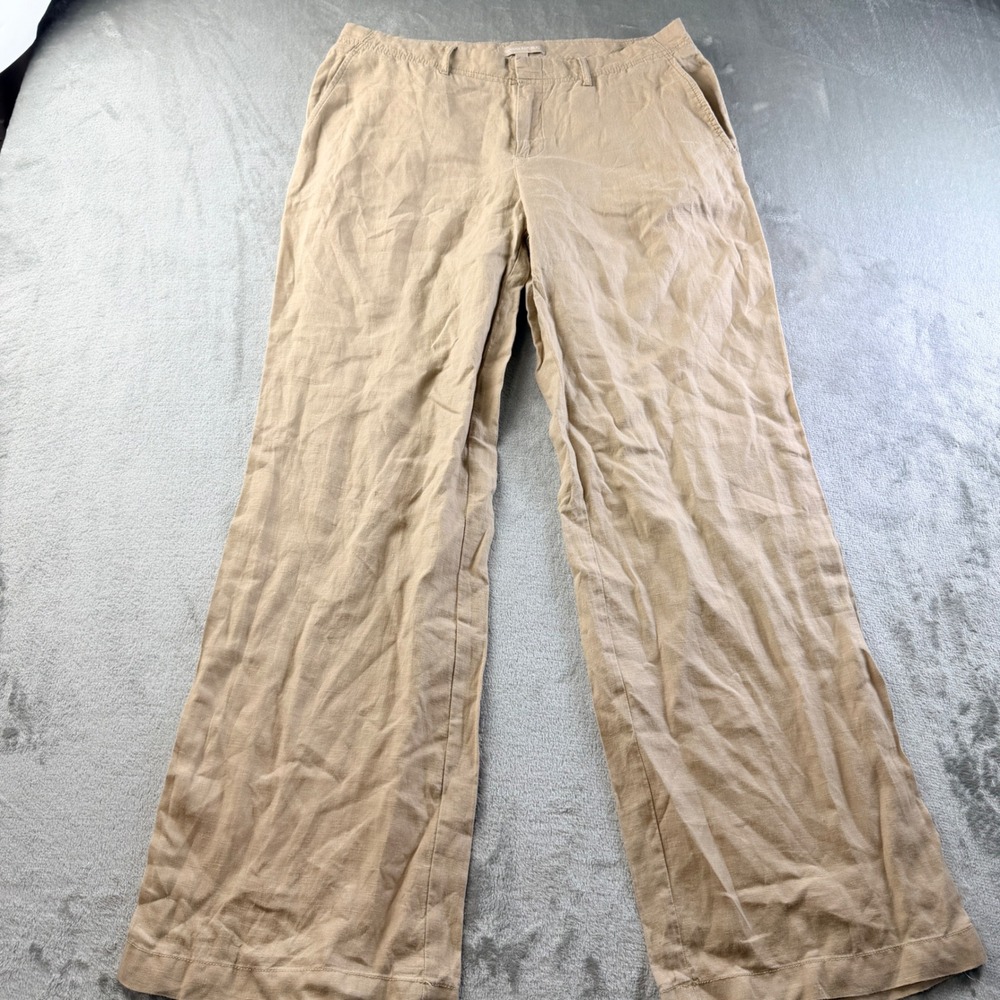Banana Republic Women's Tan 100% Linen Wide Leg Trousers Size 8